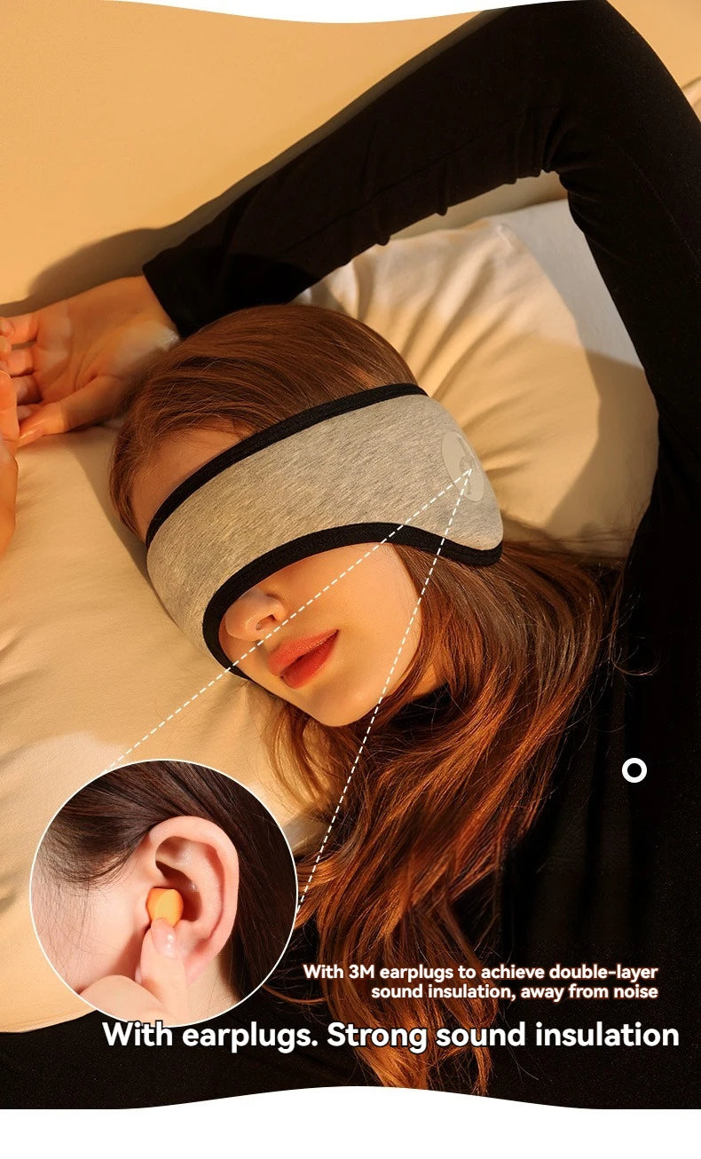 2-in-1 Noise-Reducing Sleep Mask with Earplugs | Adjustable Blackout Eye Mask